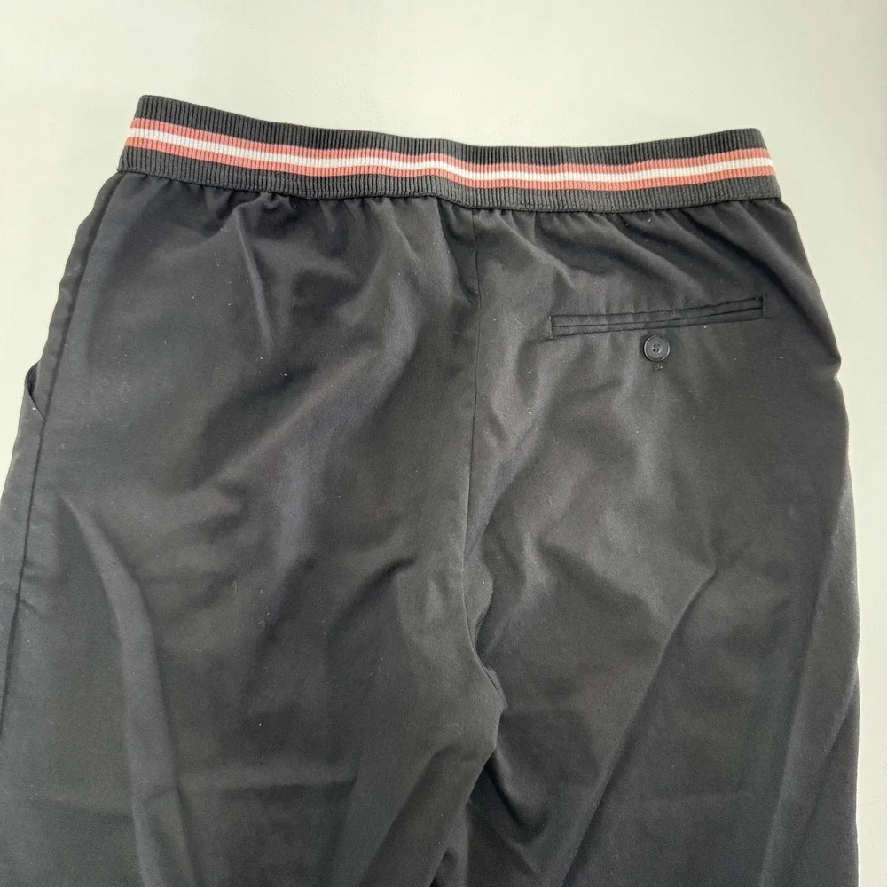 Zara Pants Women XS Black‎ Striped Stretch Waist Tapered Office Career